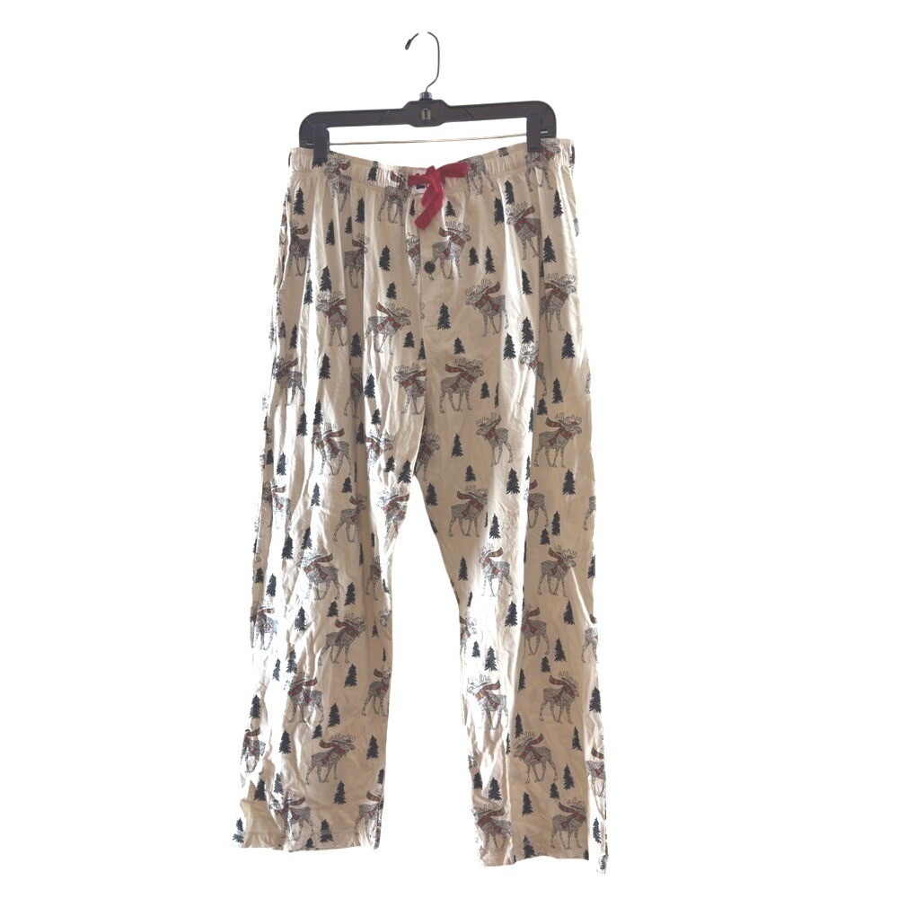 Lazy One Creamy Pajama Pants with‎ Red Accents Christmas all year long unisex XL